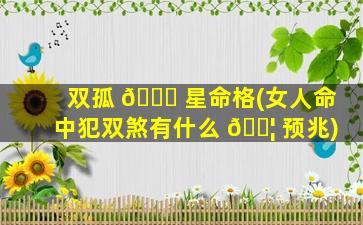 双孤 🍁 星命格(女人命中犯双煞有什么 🐦 预兆)